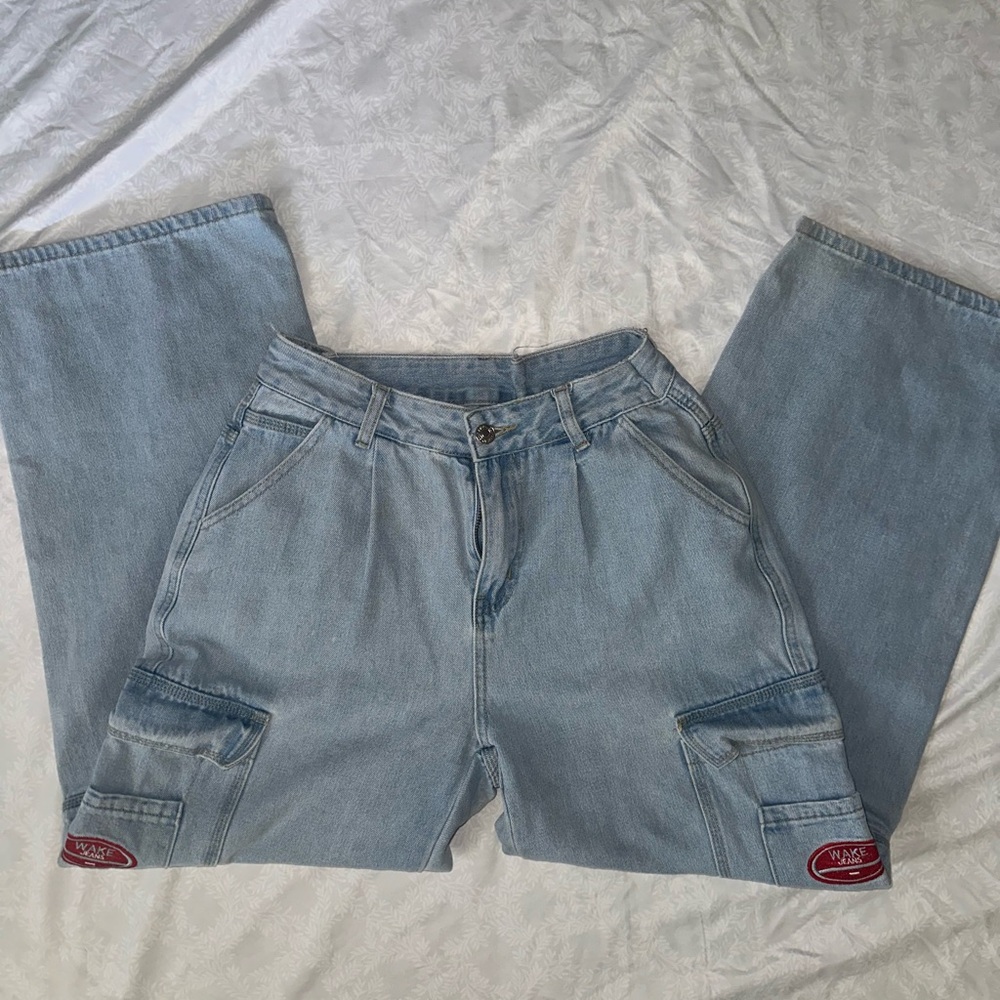 SHEIN Light Blue Denim Pants